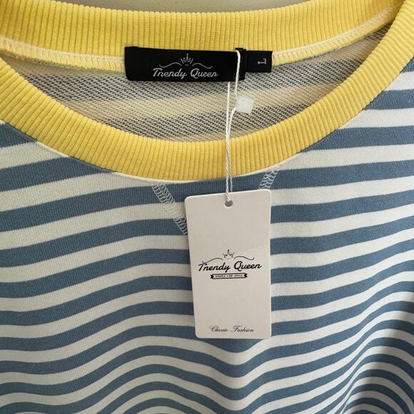 Trendy Queen Oversized Striped Crewneck Sweater US Women's L - Picture 4 of 8